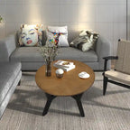 32inch runder Couchtisch aus Holz für das Wohnzimmer, runder Couchtisch aus Holz im Mid-Century-Bauernhausstil für Wohnungen, einfache Montage