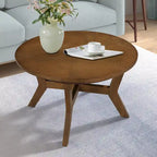 32inch runder Couchtisch aus Holz für das Wohnzimmer, runder Couchtisch aus Holz im Mid-Century-Bauernhausstil für Wohnungen, einfache Montage
