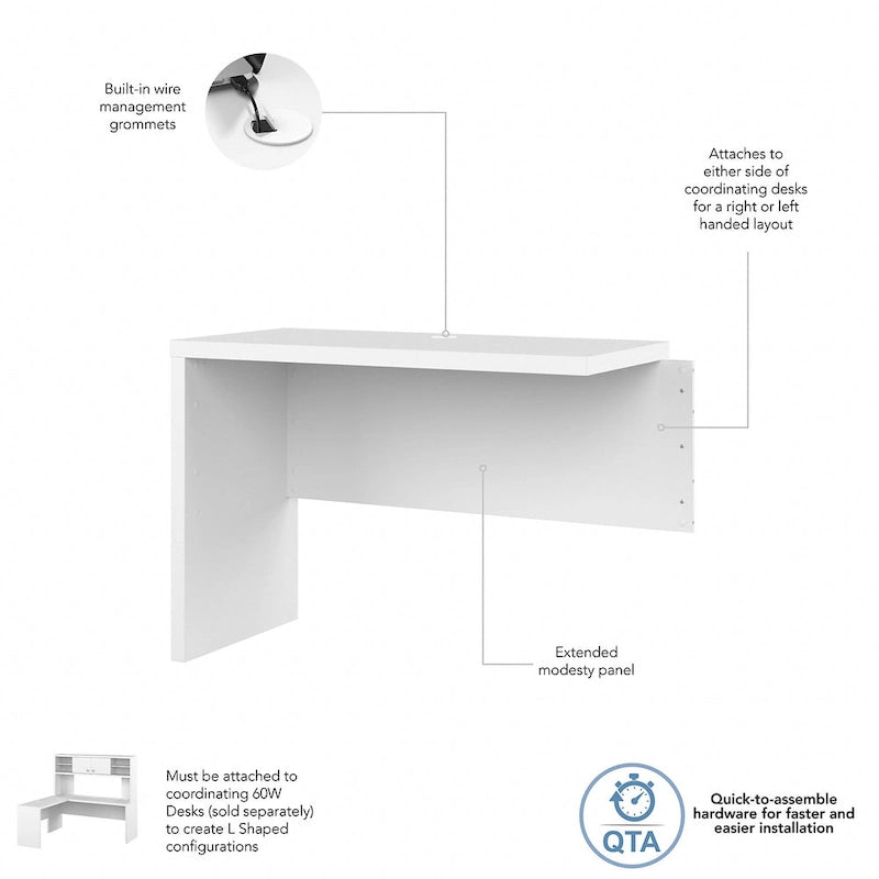 42W Laminate Desk Return Bridge with Scratch-Resistant Surface
