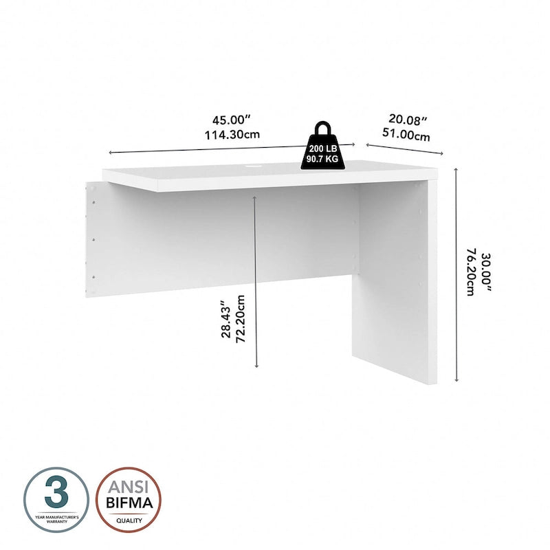 42W Laminate Desk Return Bridge with Scratch-Resistant Surface