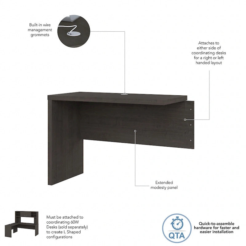 42W Laminate Desk Return Bridge with Scratch-Resistant Surface
