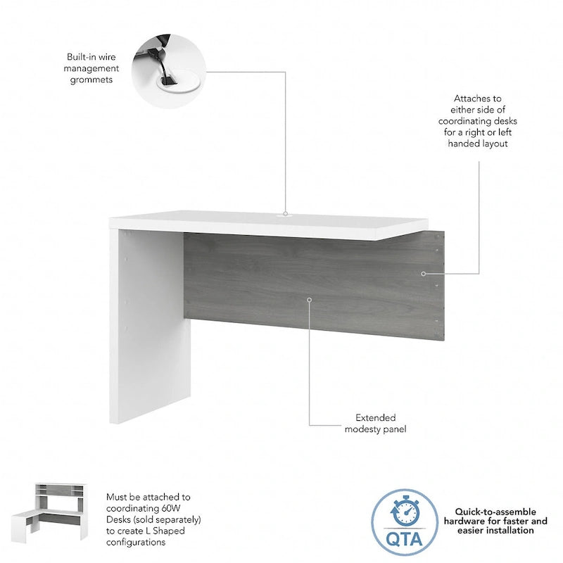 42W Laminate Desk Return Bridge with Scratch-Resistant Surface