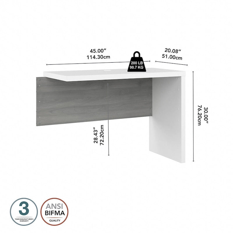 42W Laminate Desk Return Bridge with Scratch-Resistant Surface