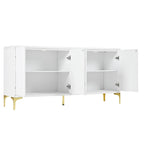 Creative carved 4-door Sideboard Handleless Press-to-Open Design Buffet Cabinet for Dining Room,Living Room, Bedroom, Hallway