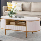 Modern Oval Coffee Table with Drawers for Living Room