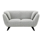 Light Gray Boucle Loveseat with Wooden Frame