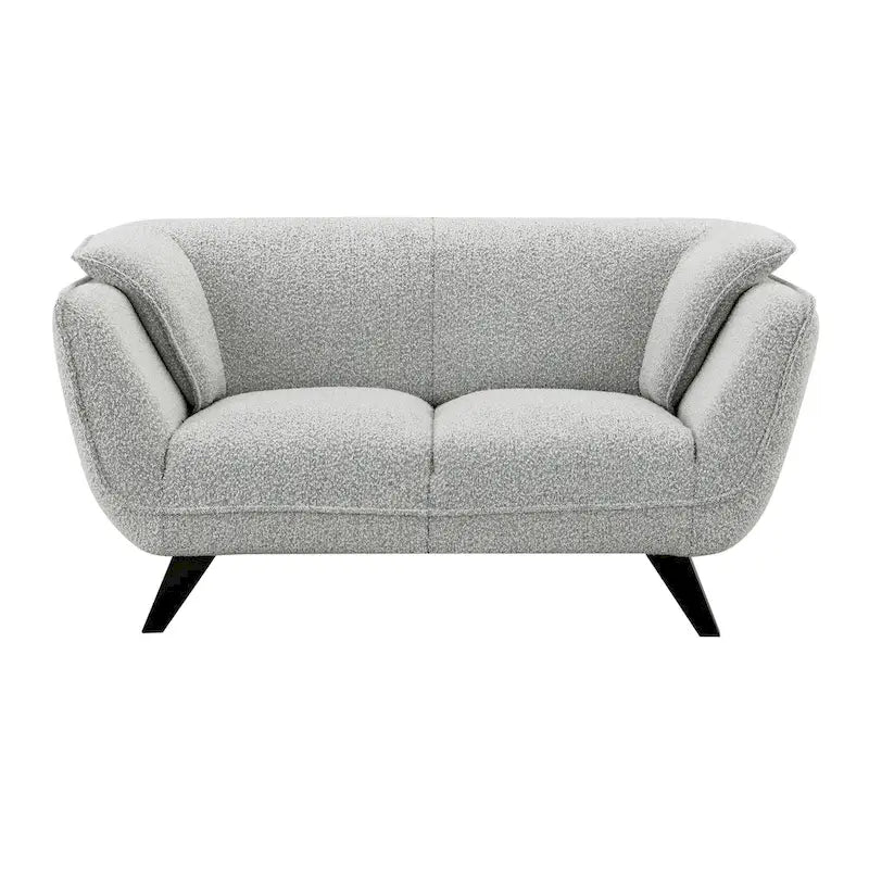 Light Gray Boucle Loveseat with Wooden Frame
