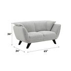 Light Gray Boucle Loveseat with Wooden Frame
