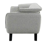 Light Gray Boucle Loveseat with Wooden Frame