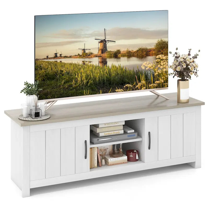 Farmhouse TV Stand for TVs up to 65 Media Console Center