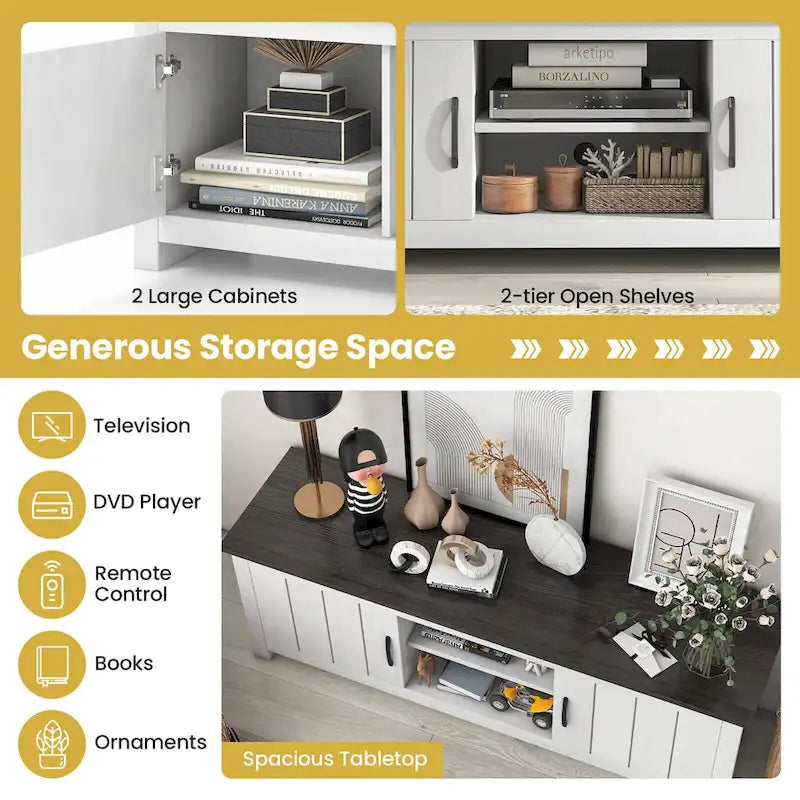 Farmhouse TV Stand for TVs up to 65 Media Console Center
