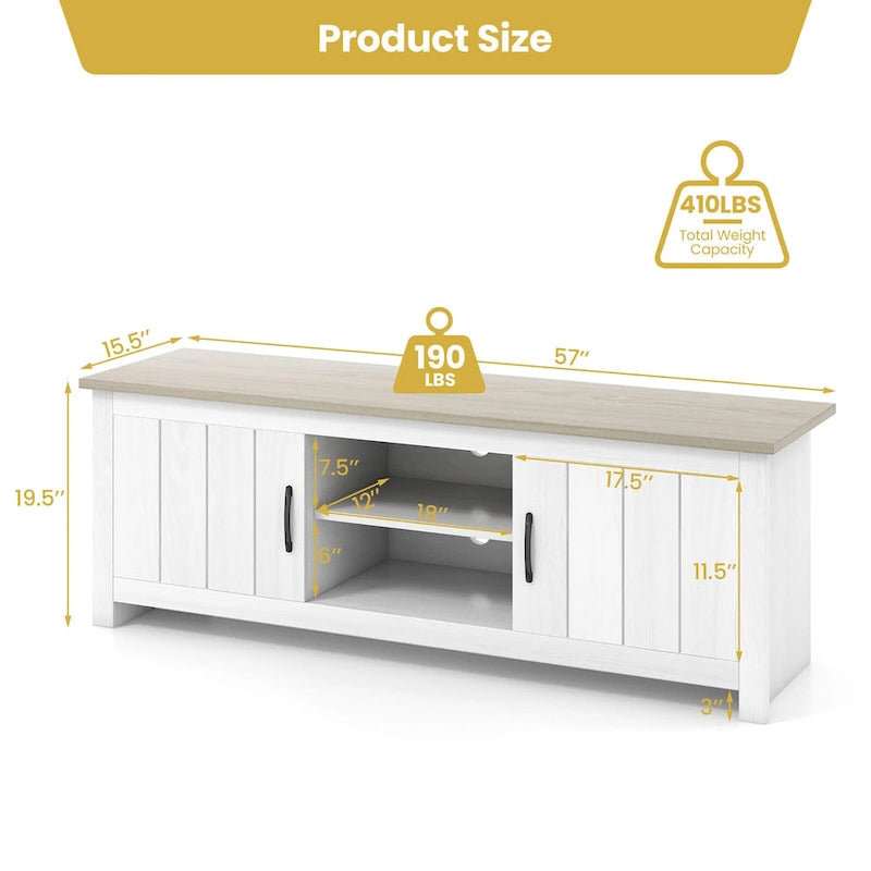 Farmhouse TV Stand for TVs up to 65 Media Console Center