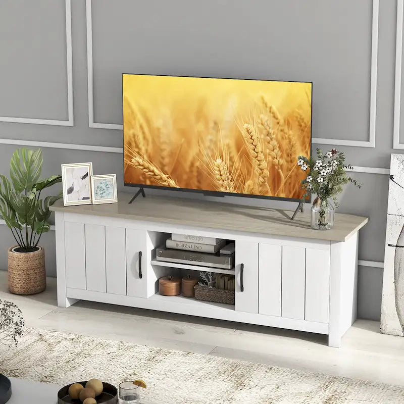 Farmhouse TV Stand for TVs up to 65 Media Console Center