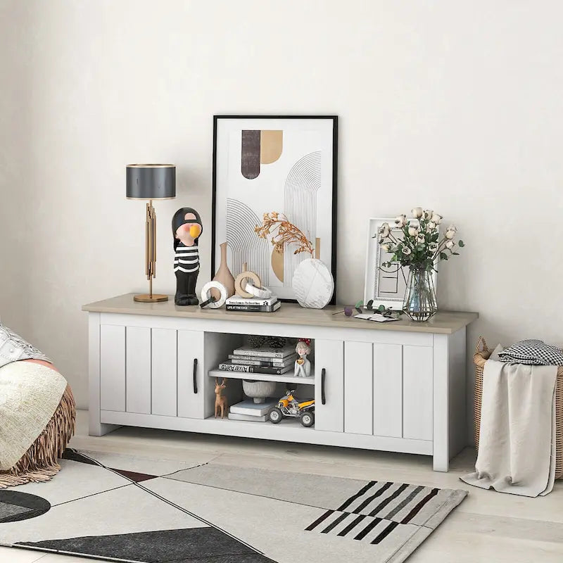 Farmhouse TV Stand for TVs up to 65 Media Console Center