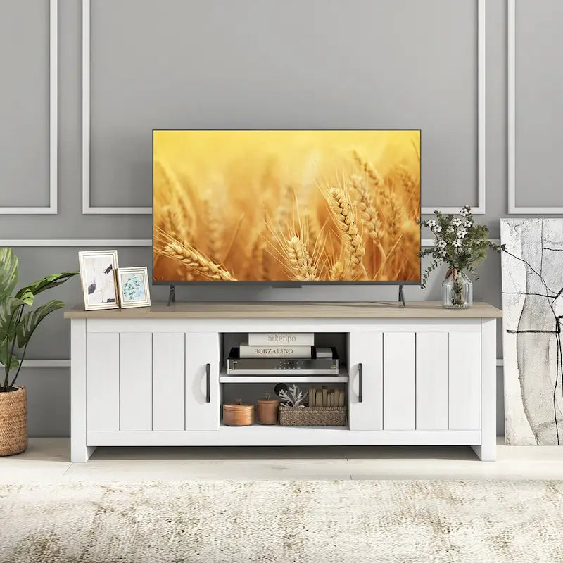 Farmhouse TV Stand for TVs up to 65 Media Console Center