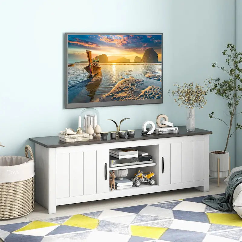 Farmhouse TV Stand for TVs up to 65 Media Console Center