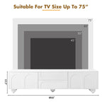 Modern Storage TV Stand with 2 Rebound Cabinets, 2 Drawers and 5 Round Legs for Living Room Bedroom