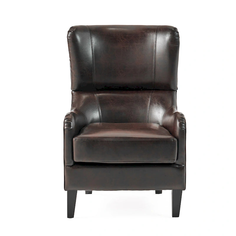 27 High Back Accent Chair with Birch Wood Legs