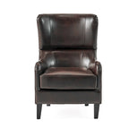 27 High Back Accent Chair with Birch Wood Legs