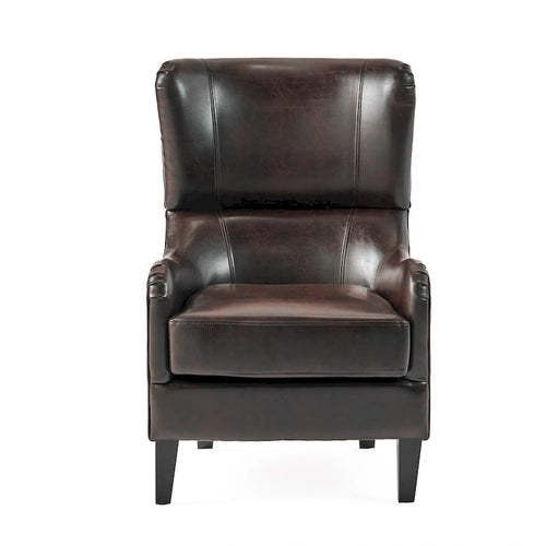 27 High Back Accent Chair with Birch Wood Legs