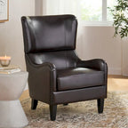 27 High Back Accent Chair with Birch Wood Legs
