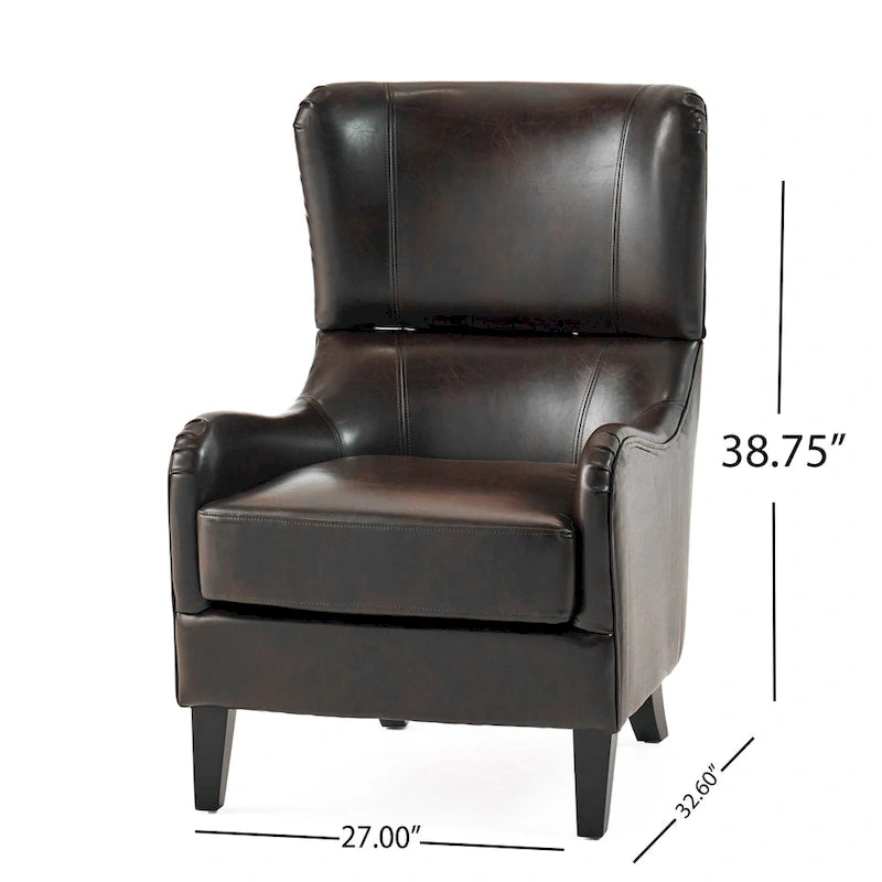 27 High Back Accent Chair with Birch Wood Legs