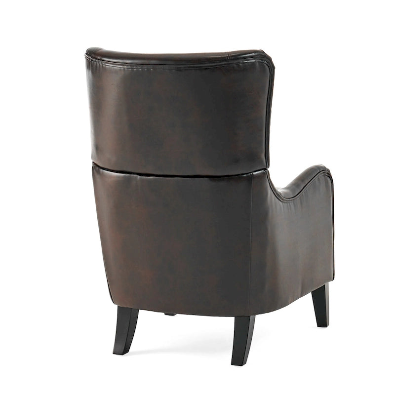 27 High Back Accent Chair with Birch Wood Legs
