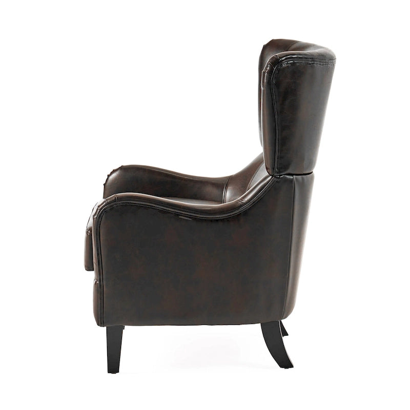 27 High Back Accent Chair with Birch Wood Legs