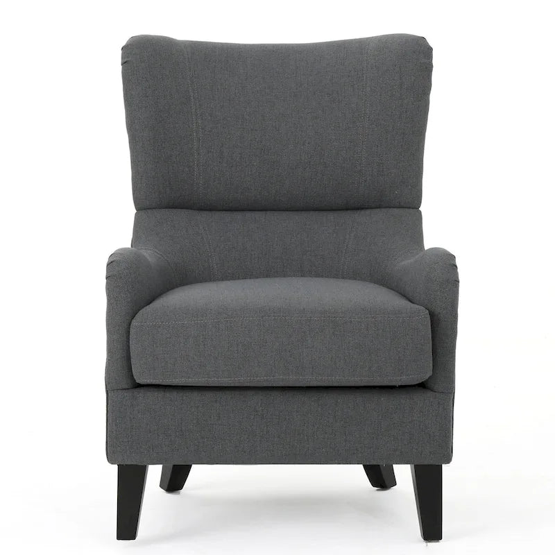 27 High Back Accent Chair with Birch Wood Legs