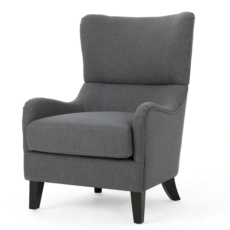 27 High Back Accent Chair with Birch Wood Legs