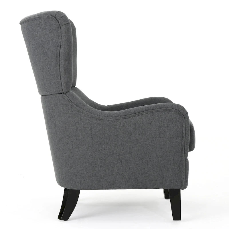 27 High Back Accent Chair with Birch Wood Legs