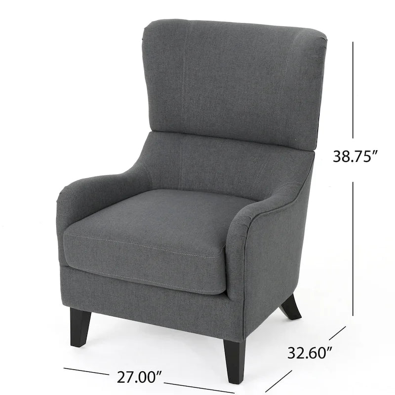 27 High Back Accent Chair with Birch Wood Legs