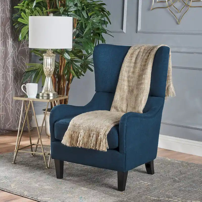 27 High Back Accent Chair with Birch Wood Legs