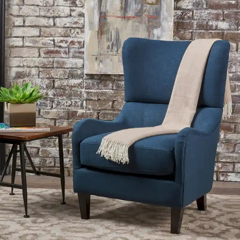 27 High Back Accent Chair with Birch Wood Legs
