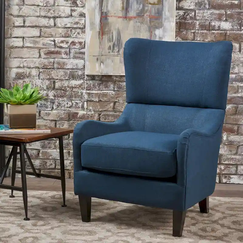 27 High Back Accent Chair with Birch Wood Legs