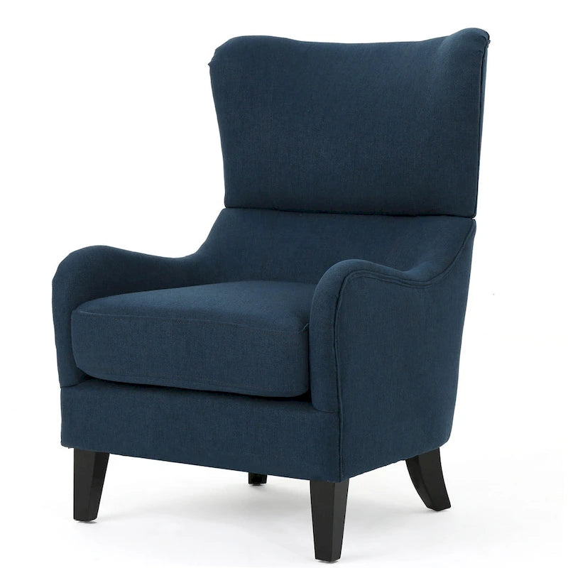 27 High Back Accent Chair with Birch Wood Legs