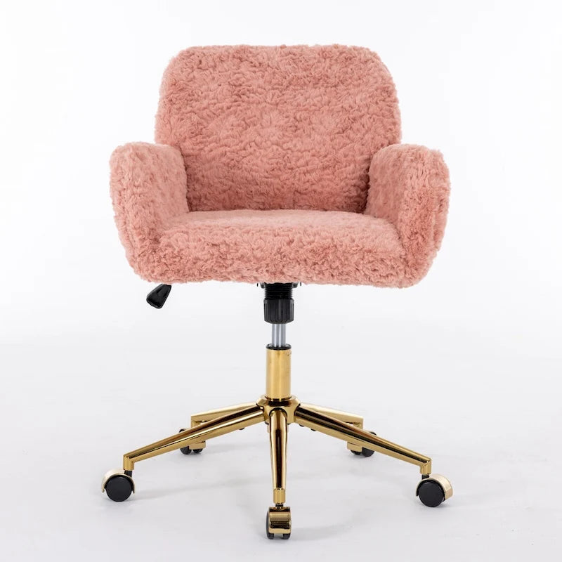 Office Chair: Upholstered Desk Chair and Golden Metal Base