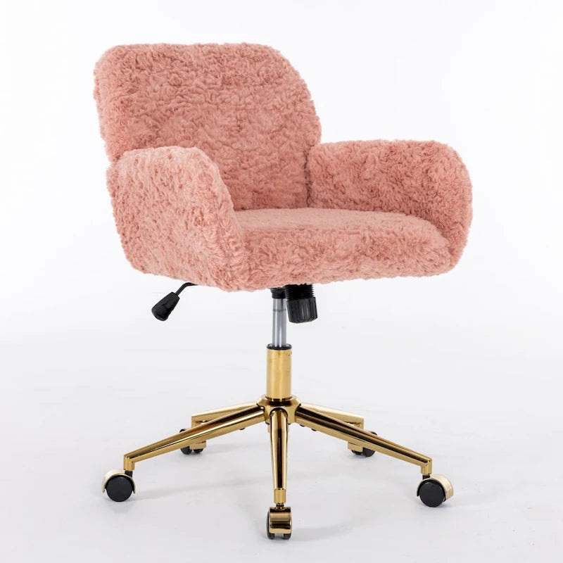 Office Chair: Upholstered Desk Chair and Golden Metal Base