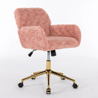 Office Chair: Upholstered Desk Chair and Golden Metal Base