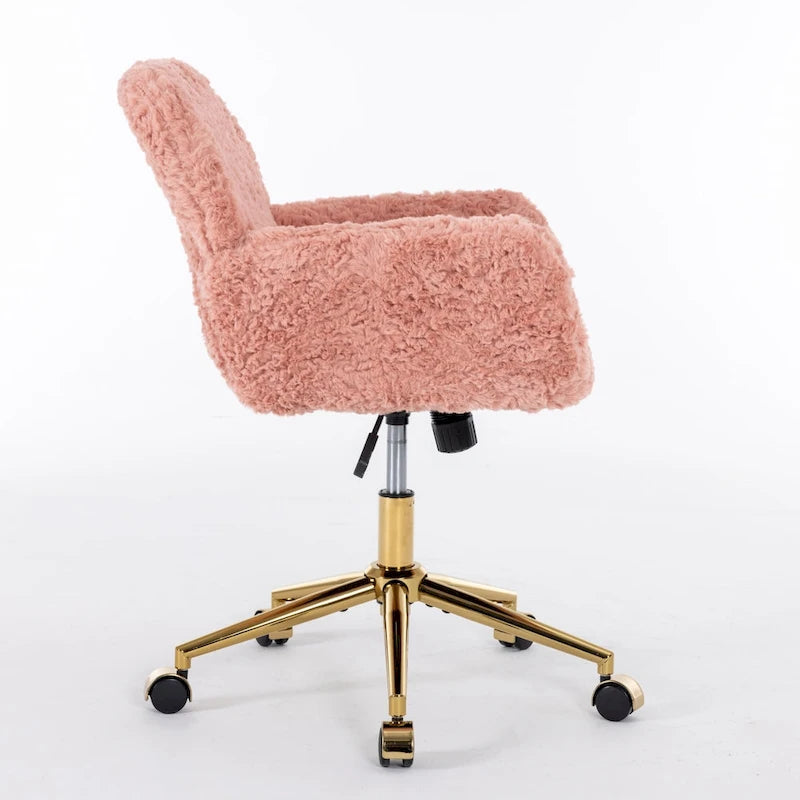 Office Chair: Upholstered Desk Chair and Golden Metal Base