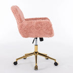 Office Chair: Upholstered Desk Chair and Golden Metal Base