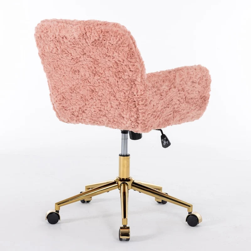 Office Chair: Upholstered Desk Chair and Golden Metal Base