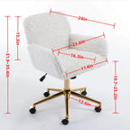 Office Chair: Upholstered Desk Chair and Golden Metal Base