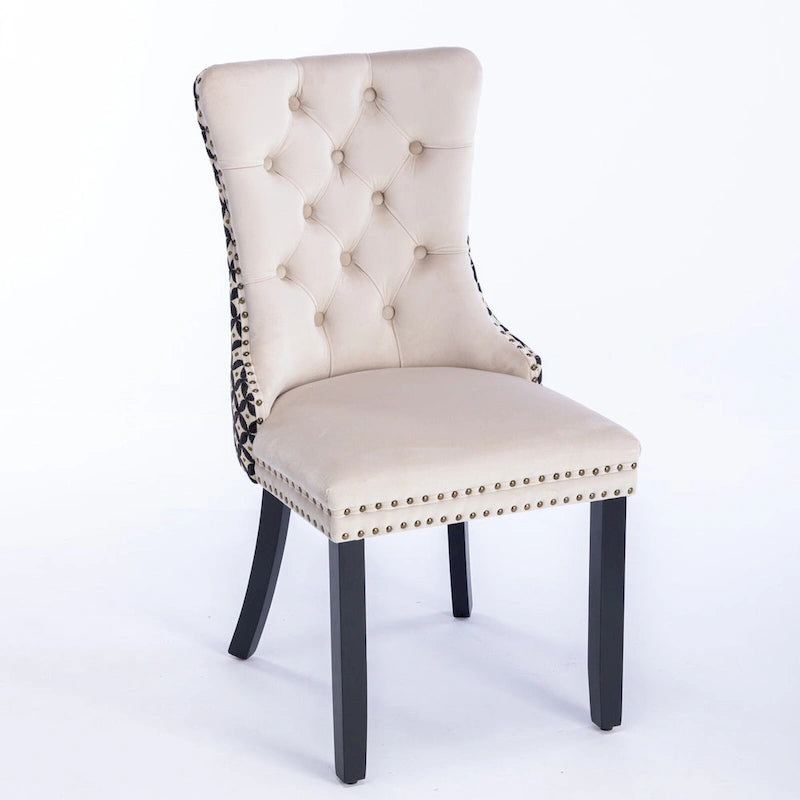 Classic Velvet Dining Chairs with Wood Frames