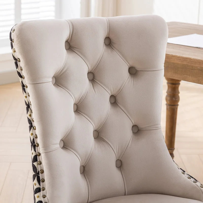 Classic Velvet Dining Chairs with Wood Frames