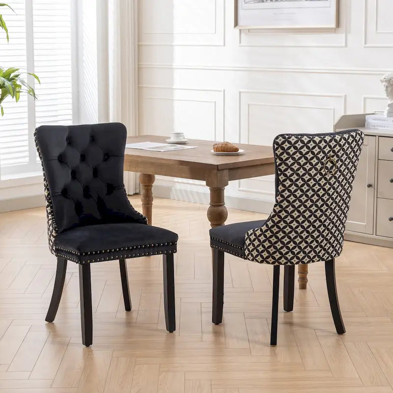 Classic Velvet Dining Chairs with Wood Frames