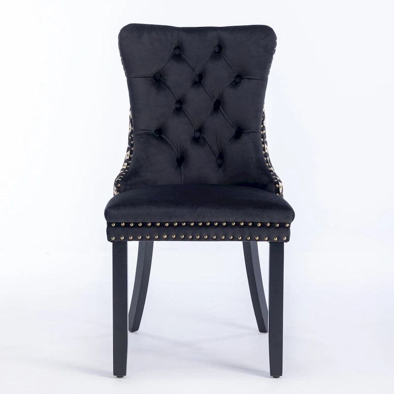 Classic Velvet Dining Chairs with Wood Frames