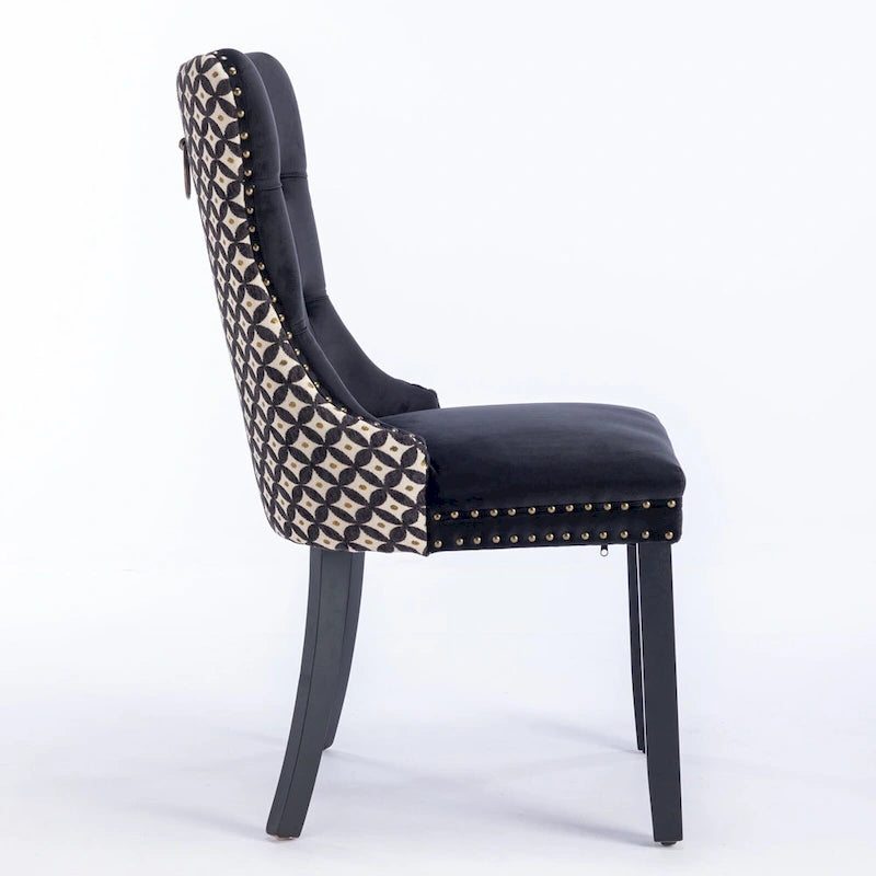 Classic Velvet Dining Chairs with Wood Frames