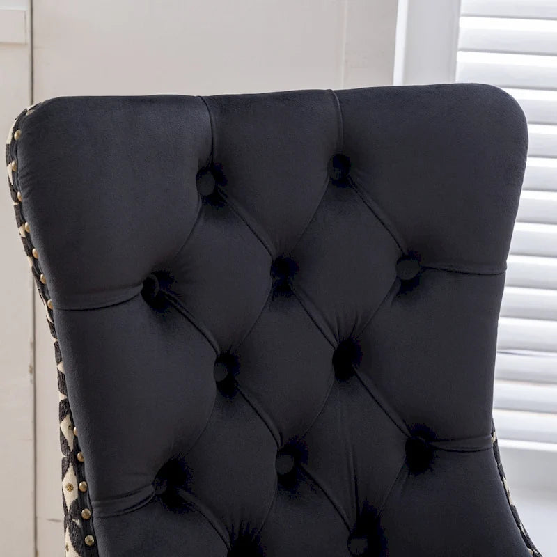 Classic Velvet Dining Chairs with Wood Frames