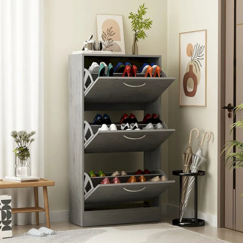 Moderner Schuhschrank für den Eingangsbereich, 2-stufiger Bodenschuhschrank